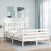 vidaXL Estrutura de cama com cabeceira 140x200cm madeira maci&ccedil;a branco
