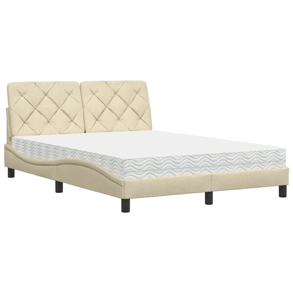 vidaXL Cama com colch&atilde;o 120x200 cm tecido cor creme