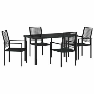 vidaXL Conjunto de Jantar para Jardim 5 unid. Preto A&ccedil;o revestido a p&oacute;
