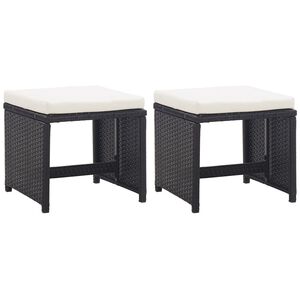 vidaXL Bancos de jardim 2 pcs com almofad&otilde;es em vime PE preto