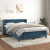 vidaXL Cama com molas/colch&atilde;o 140x190 cm veludo azul-escuro