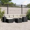 vidaXL 7 pcs conjunto de sof&aacute;s p/ jardim c/ almofad&otilde;es vime PE preto