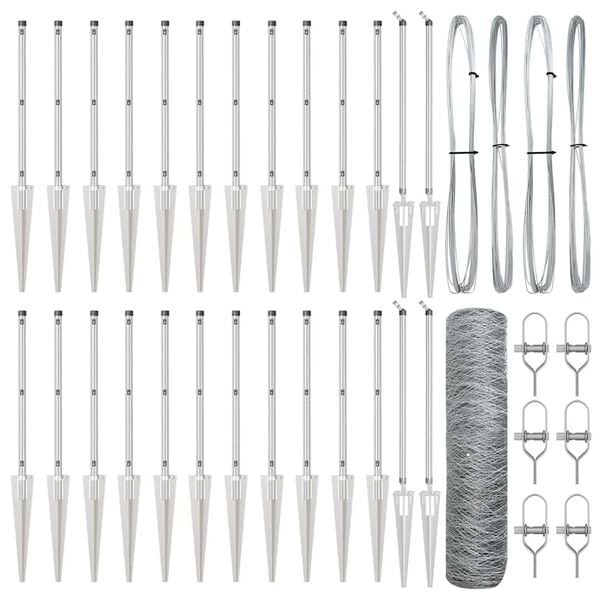 vidaXL Poste de Cerca Prateado 50 x 0,8 m (malha de 50 mm) A&ccedil;o