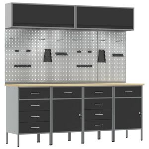 vidaXL Conjunto de Arm&aacute;rios de Trabalho com gaveta 10 unid. Preto