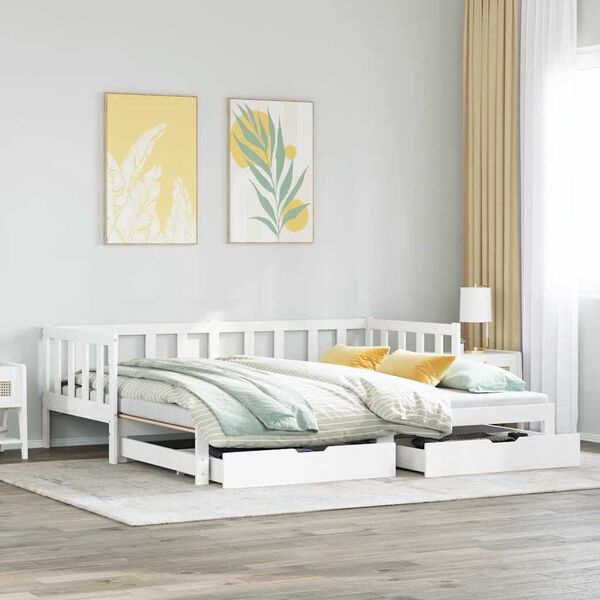 vidaXL Sofá-cama com gavetão e gavetas sem colchão 90x190 cm branco