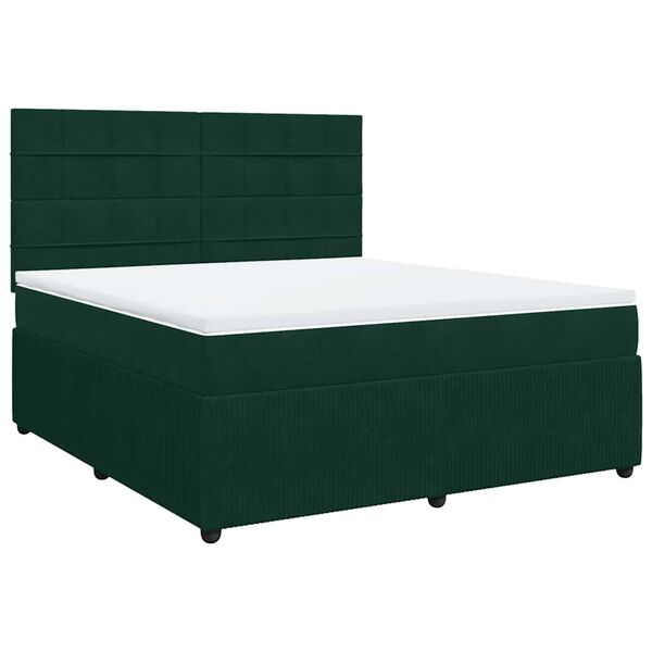 vidaXL Cama com molas/colch&atilde;o 180x200 cm veludo verde-escuro