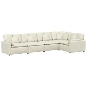 vidaXL Sof&aacute; modular com almofadas veludo creme