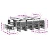 vidaXL 13 pcs conj. jantar jardim c/ almofad&otilde;es vime PE cinzento-claro