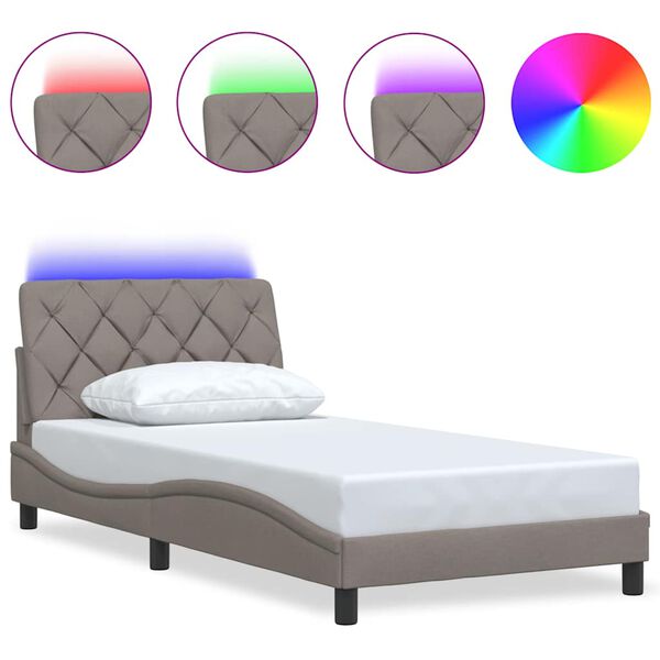 vidaXL Estrutura de cama com LED sem colch&atilde;o 100x200 cm tecido