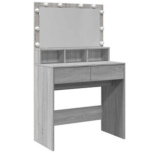 vidaXL Toucador com LED 80x41x134,5 cm cinzento sonoma