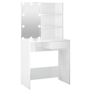 vidaXL Toucador com LEDs 74,5x40x141 cm branco brilhante