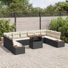 vidaXL Conjunto de Sof&aacute; de Jardim 11 pcs Preto Rattan Sint&eacute;tico