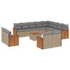 vidaXL 13 pcs conjunto de sof&aacute;s p/ jardim com almofad&otilde;es vime PE bege
