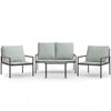 vidaXL 4 pcs conjunto lounge de jardim com almofad&otilde;es a&ccedil;o antracite