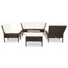 vidaXL 8 pcs conjunto lounge jardim c/ almofad&otilde;es vime PE castanho