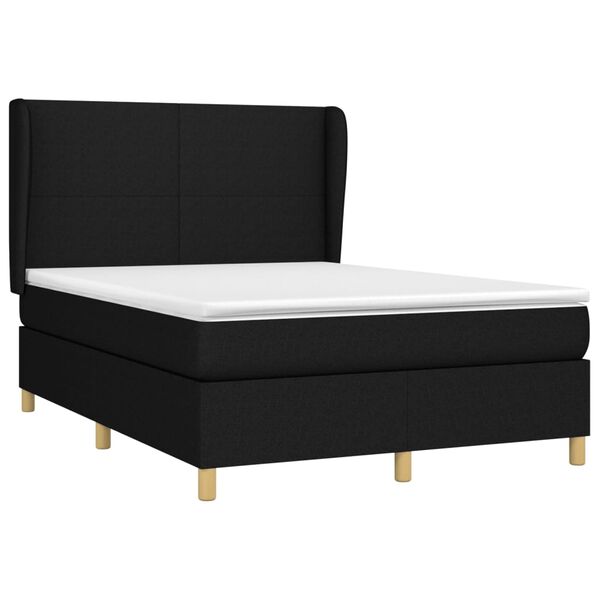 vidaXL Cama com molas/colch&atilde;o 140x190 cm tecido preto