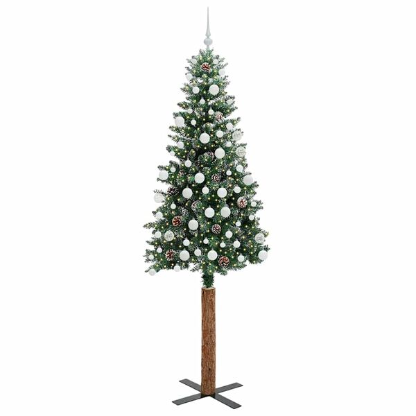vidaXL &Aacute;rvore de Natal Slim com 300 LEDs com suporte Verde 210 cm