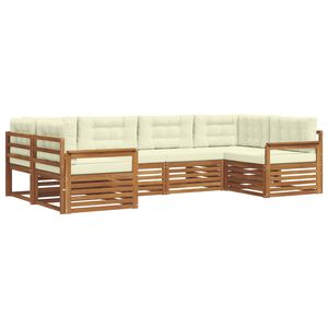 vidaXL Conjunto de Sof&aacute;s para Exterior 6 unid. Natural e Creme