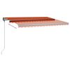 vidaXL Toldo retr&aacute;til manual com LED 450x300 cm laranja e castanho