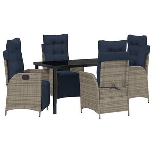 vidaXL Conjunto de Jantar para Jardim 5 unid. Cinza e Preto Vime