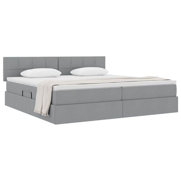 vidaXL Cama com arruma&ccedil;&atilde;o e colch&atilde;o Cinzento-claro 200 x 200 cm