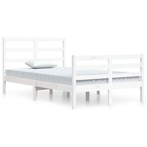 vidaXL Estrutura de cama 120x200 cm pinho maci&ccedil;o branco