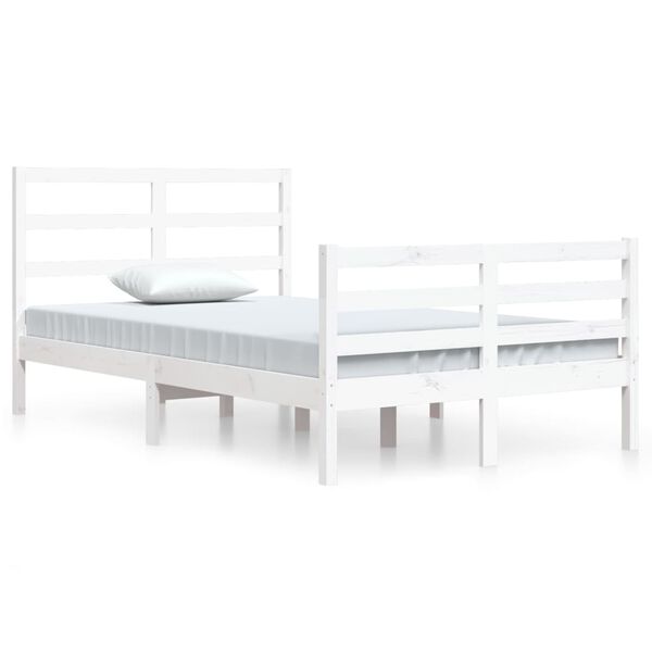 vidaXL Estrutura de cama 120x200 cm pinho maciço branco