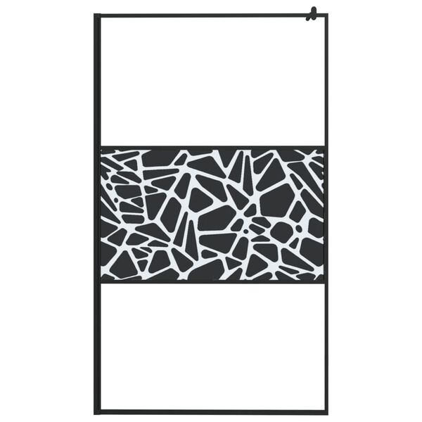 vidaXL Divis&oacute;ria de chuveiro 115x195cm vidro ESG design pedras preto