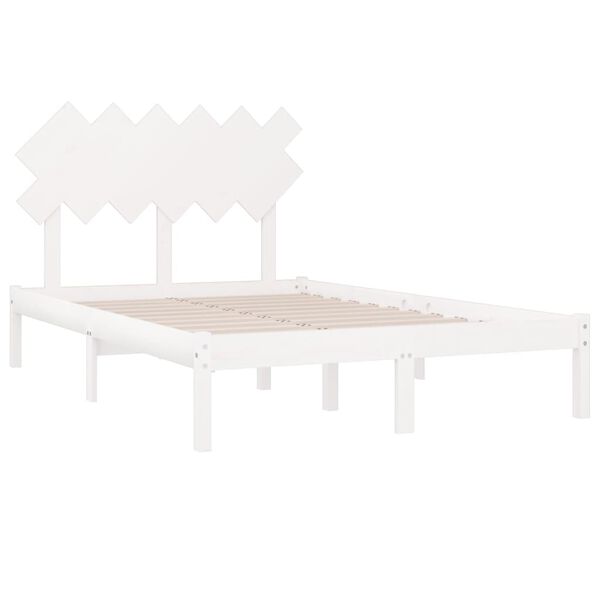 vidaXL Estrutura de cama 120x200 cm madeira maci&ccedil;a branco