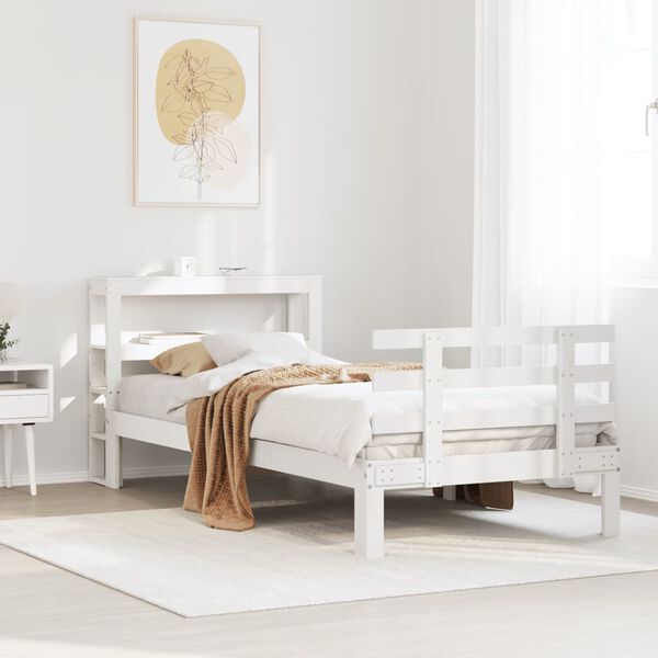 vidaXL Estrutura cama c/ cabeceira sem colch&atilde;o 90x190 cm branco