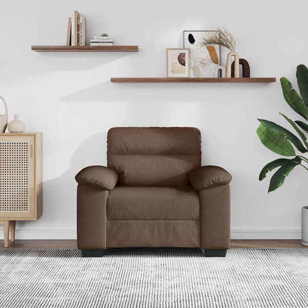 vidaXL Poltrona 100x81x84 cm tecido castanho