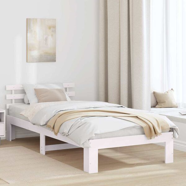 vidaXL Estrutura da Cama Branco 90 x 190 cm Madeira de Pinheiro Sólida