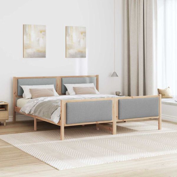 vidaXL Estrutura da Cama Cinzento-claro 200 x 200 cm tecido