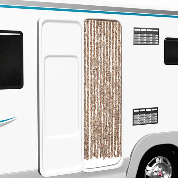 vidaXL Cortina anti-insetos 56x200 cm chenille bege e castanho-escuro