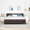 vidaXL Cama Box com colch&atilde;o Marrom Escuro 180 x 200 cm tecido