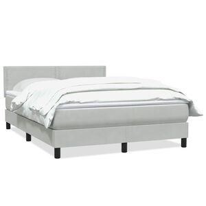 vidaXL Cama com molas/colch&atilde;o 140x210 cm veludo cinzento-claro