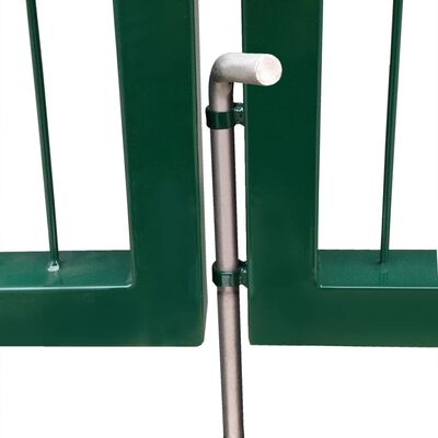 vidaXL Portão para cerca de jardim com postes 350x120 cm aço verde