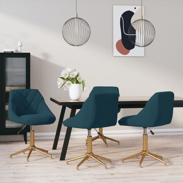 vidaXL Cadeiras de jantar girat&oacute;rias 4 pcs veludo azul