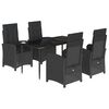vidaXL 5 pcs conjunto de jantar p/ jardim c/ almofad&otilde;es vime PE preto