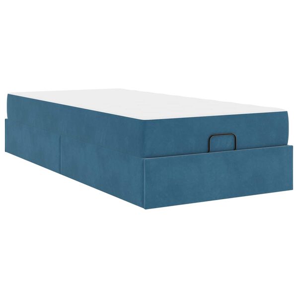 vidaXL Estrutura de cama com colch&atilde;o com colch&atilde;o 2 pcs Azul Veludo