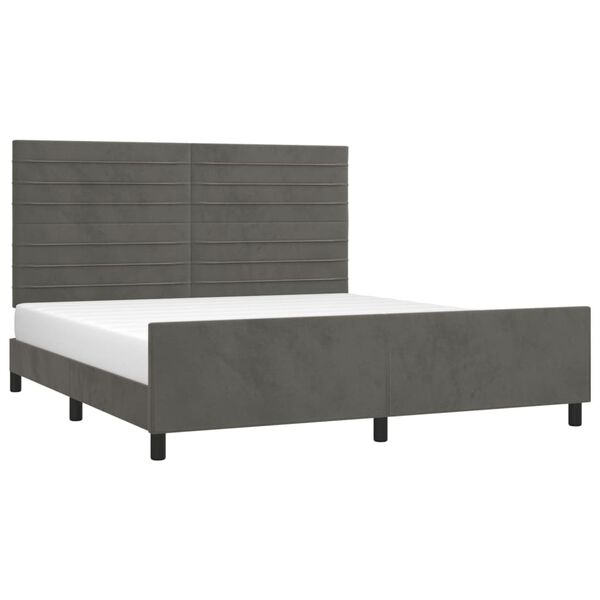 vidaXL Estrutura de cama sem colch&atilde;o 160x200 cm veludo cinzento-escuro