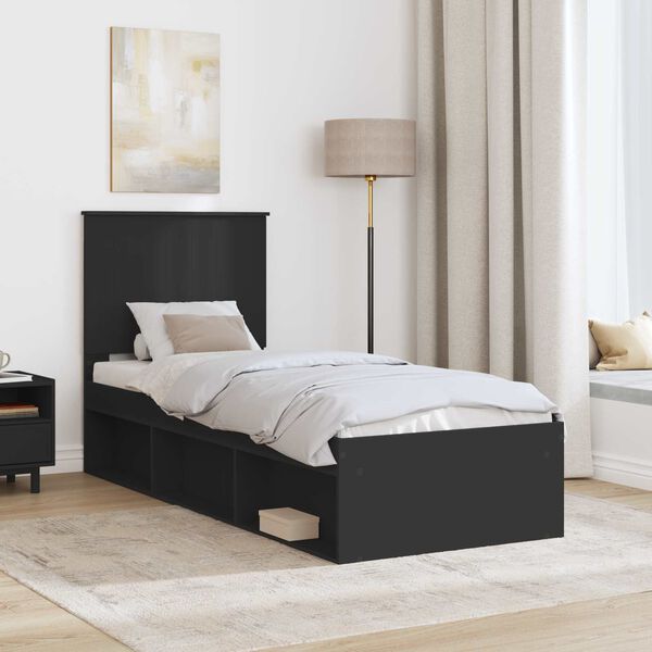 vidaXL Estrutura da Cama Preto 75 x 190 cm Madeira de Pinheiro S&oacute;lida