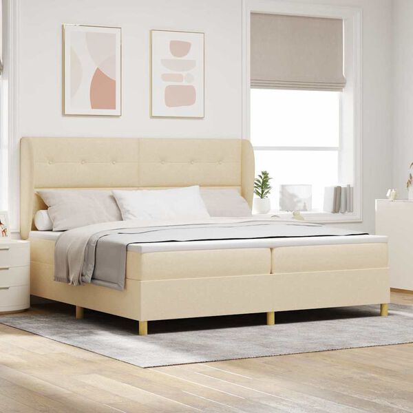 vidaXL Cama Box Springs com Colch&atilde;o Cinza Escuro 90x190 cm Creme