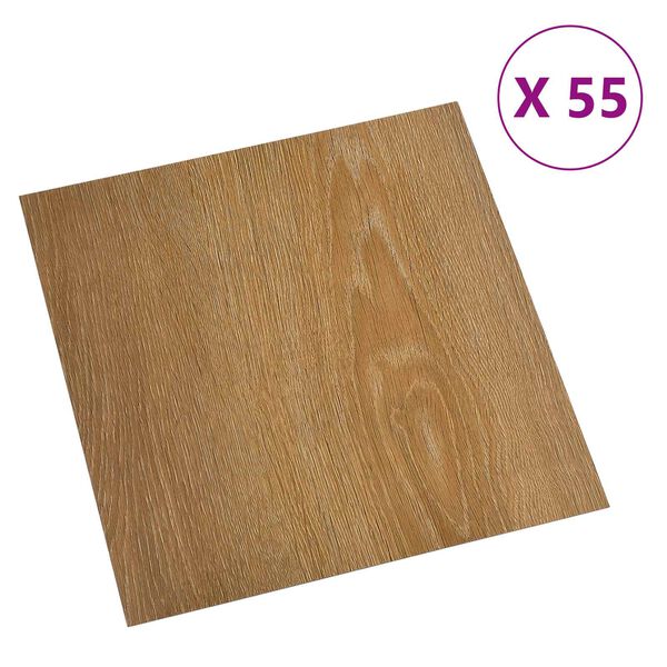 vidaXL Pranchas de Piso 55 pcs Castanho 5,11 m&sup2; PVC