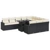vidaXL 11 pcs conjunto sof&aacute;s de jardim c/ almofad&otilde;es vime PE preto