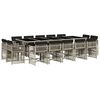 vidaXL 15 pcs conj. jantar jardim c/ almofad&otilde;es vime PE cinzento-claro