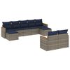 vidaXL Conjunto de sof&aacute; de jardim de 9 pe&ccedil;as com almofadas em rattan sint&eacute;tico cinza