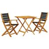 vidaXL 3 pcs conjunto de bistr&ocirc; polipropileno/madeira maci&ccedil;a preto