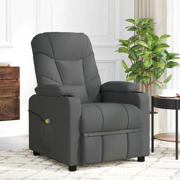 vidaXL Poltrona reclin&aacute;vel tecido cinzento-escuro