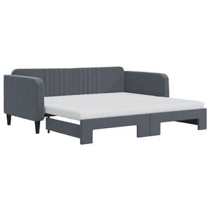 vidaXL Sof&aacute;-cama c/ gavet&atilde;o e colch&otilde;es 90x190cm veludo cinzento-escuro